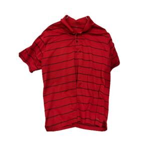 Red w Black Stripes Golf Polo Shirt Mens 2XL
